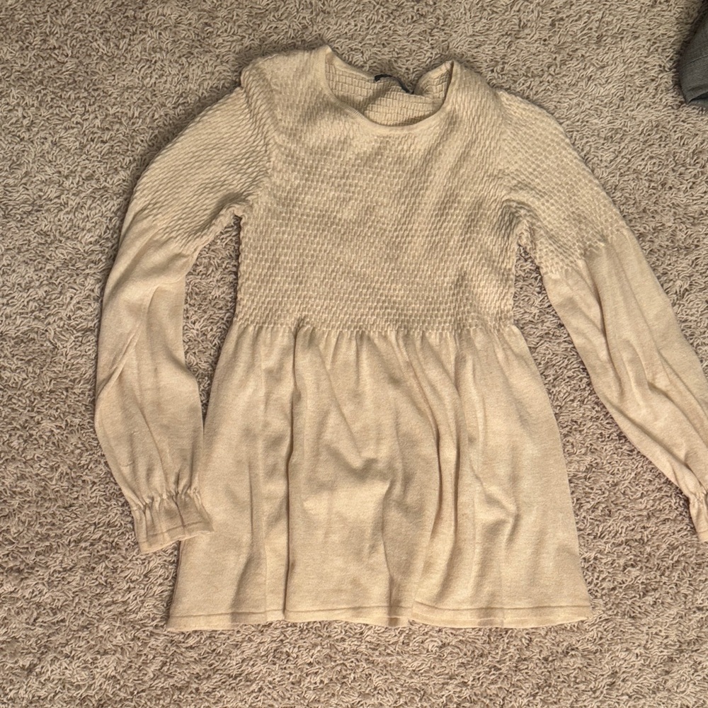 Roolee Cream Textured Knit Top